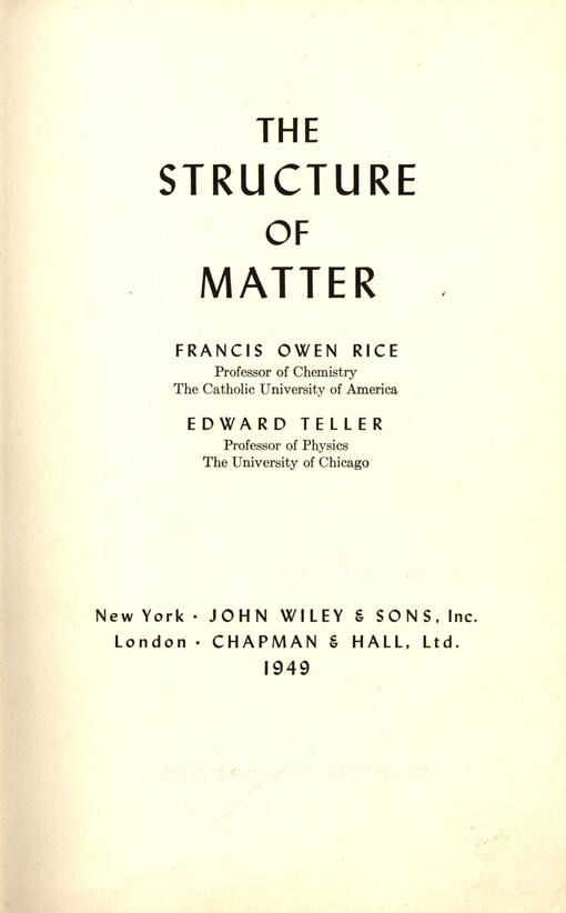 The structure of matter