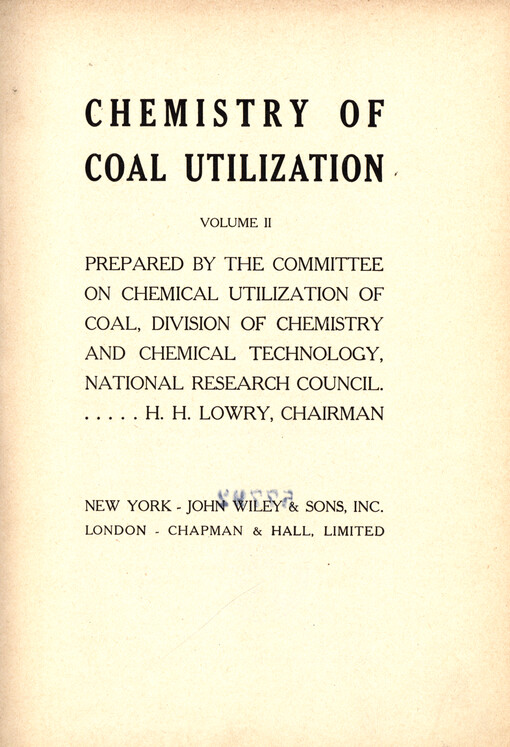 Chemistry of coal utilization : prepared by the Committee on Chemical Utilization of Coal, Division of Chemistry and Chemical Technology, National Research Council. Vol. 2