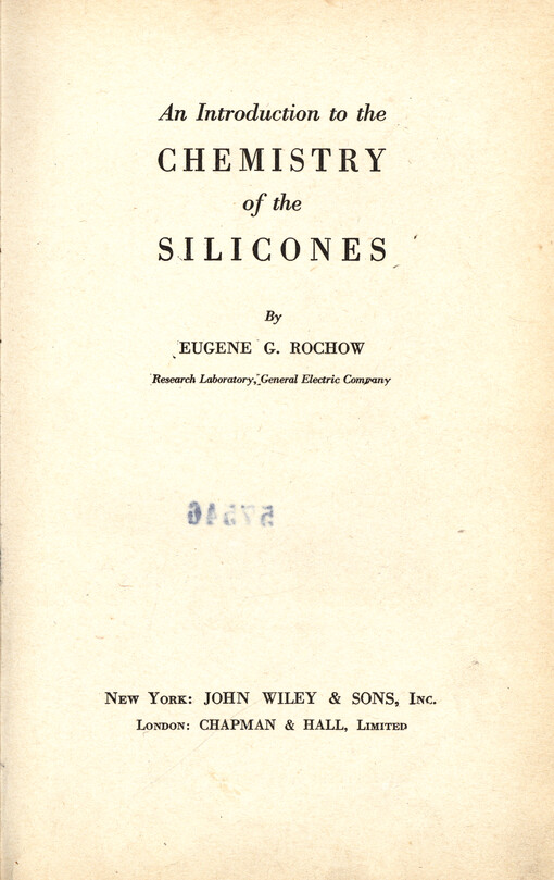 An introduction to the chemistry of the silicones