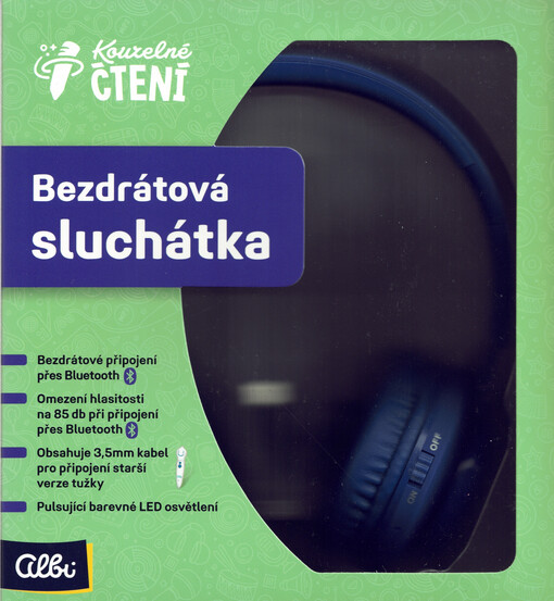 Bezdrátová sluchátka : bezdrátové připojení přes Bluetooth ; omezení hlasitosti na 85 db při připojení přes Bluetooth ; obsahuje 3,5 mm kabel pro připojení starší verze tužky ; pulsující barevné LED osvětlení