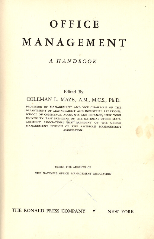 Office management : a handbook