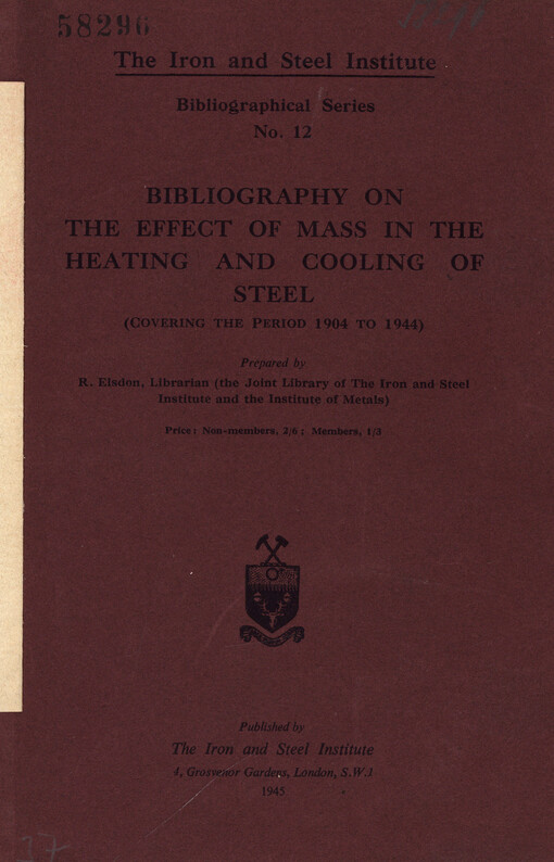 Bibliography on the effect of mass in the heating and cooling of steel : (covering the period 1904 to 1944)