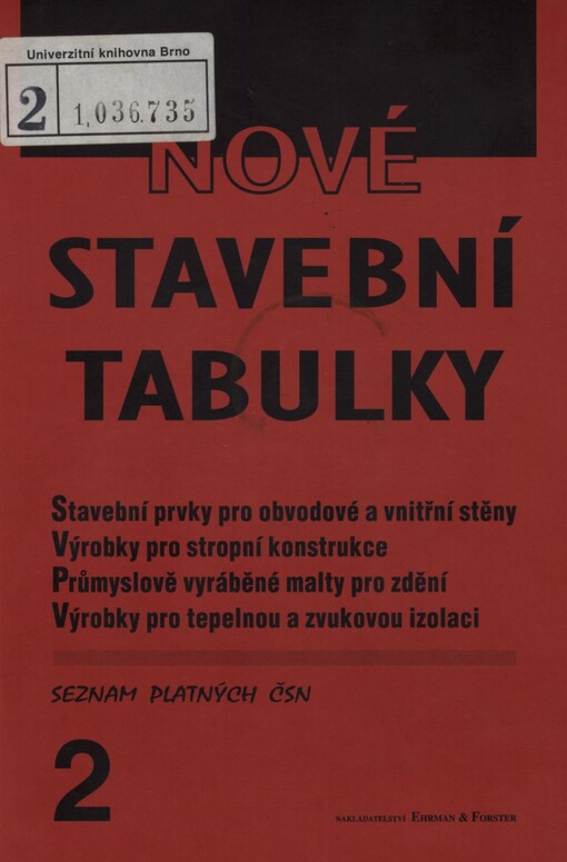 Nové stavební tabulky