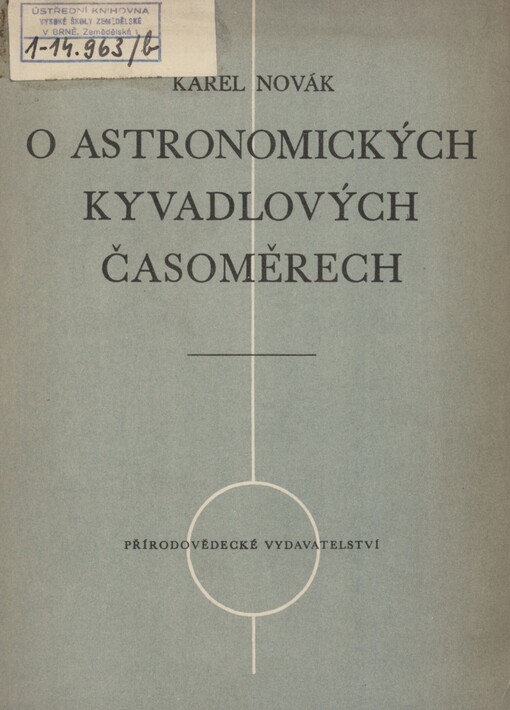 O astronomických kyvadlových časoměrech