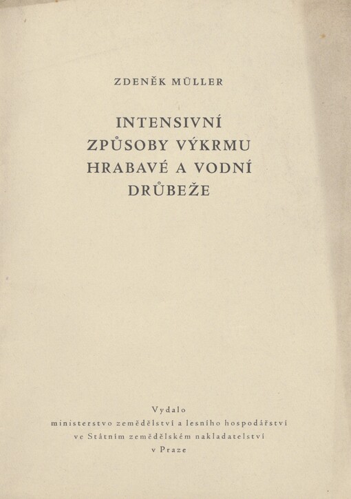 Intensivní způsoby výkrmu hrabavé a vodní drůbeže