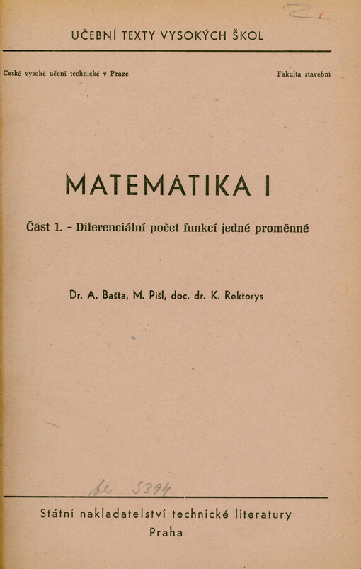 Matematika I. Část 1, Diferenciální počet funkcí jedné proměnné