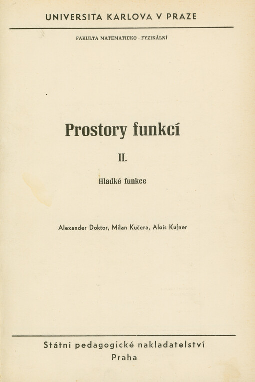 Prostory funkcí : určeno pro posl. fak. matematicko-fyz. 2. [díl], Hladké funkce