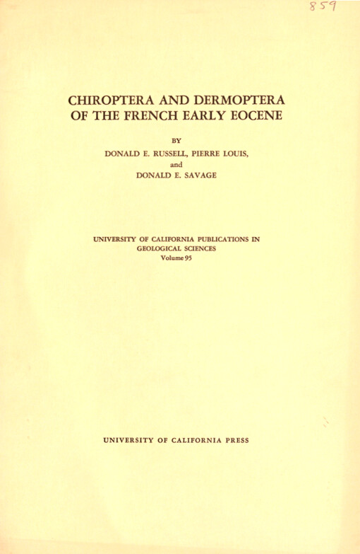 Chiroptera and Dermoptera of the French Early Eocene