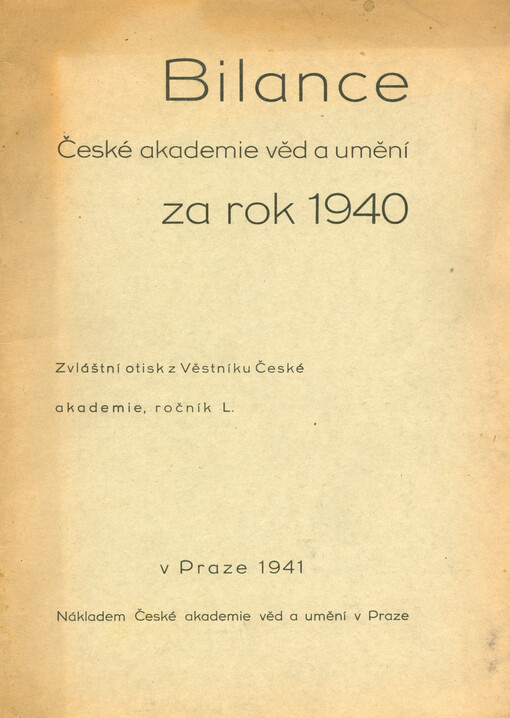 Bilance České akademie věd a umění za rok ...