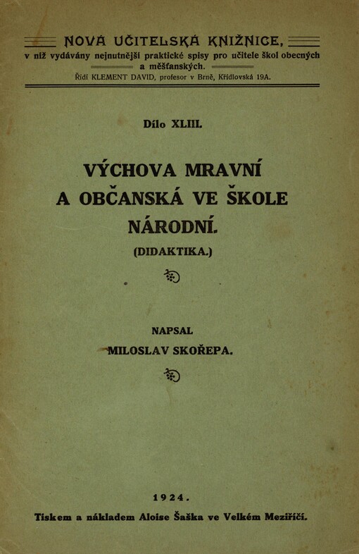Výchova mravní a občanská ve škole národní