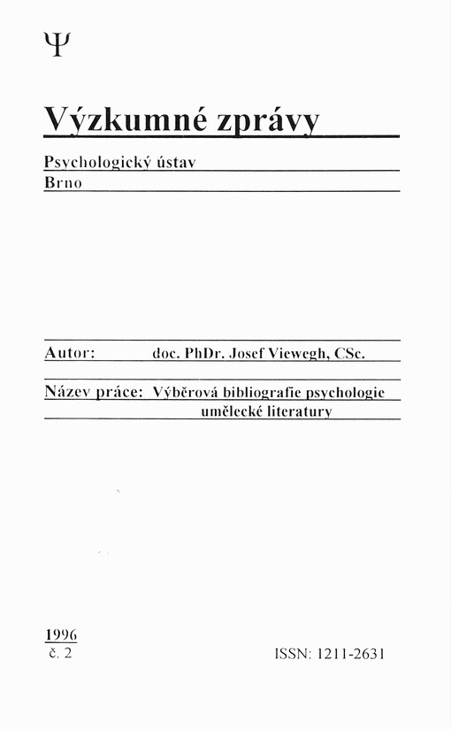 Výběrová bibliografie psychologie umělecké literatury