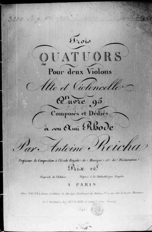 Trois Quatuors, Oeuvre 95: Pour deux Violons, Alto et Violoncello. Š. 200/I-III