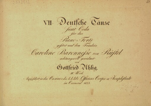VII Deutsche Tänze sammt Coda: für das Piano=Forte