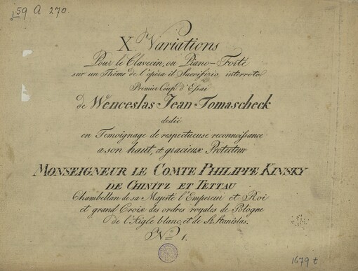 X Variations Pour le Clavecin, ou Piano-Forté sur un Théme de l'opéra il Sacrifizio interroto: Premier Coup d'Essai. op. 1, C dur