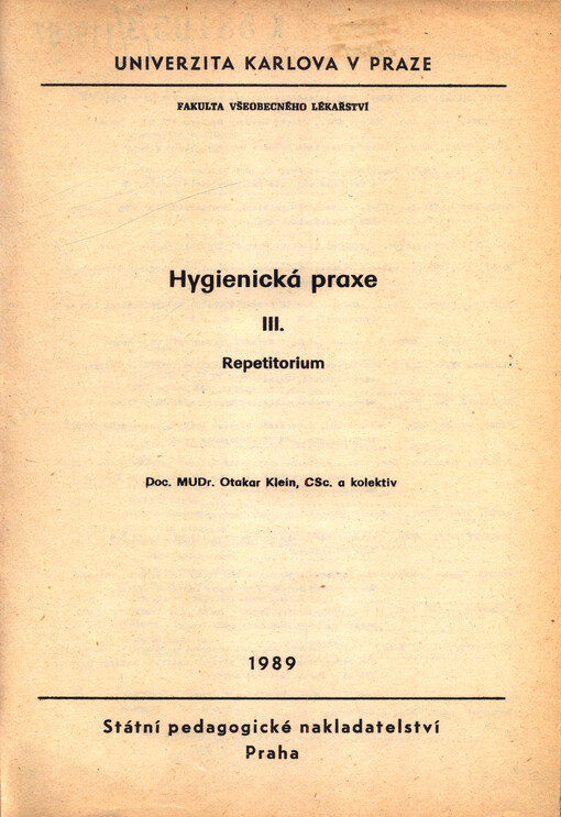 Hygienická praxe. 3., Repetitorium