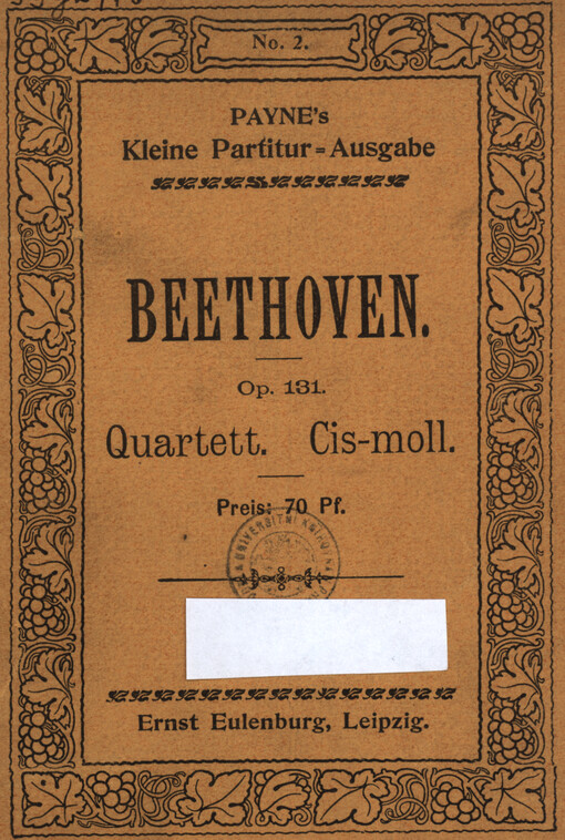 Quartett No. 14 Cis-moll : für 2 Violinen, Viola und Violoncell : Op. 131
