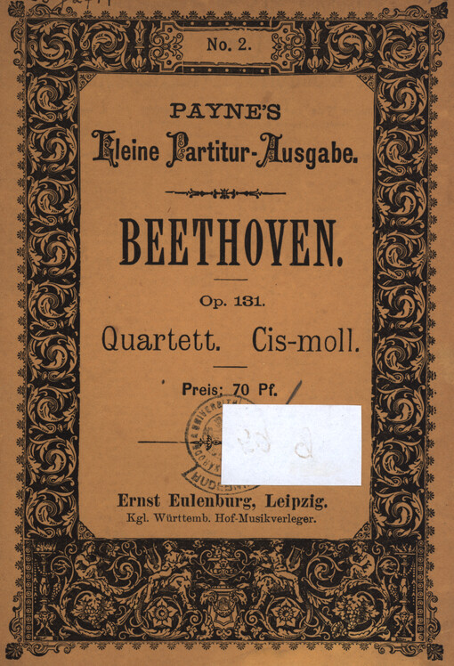 Quartett No. 14. Cis-moll : für 2 Violinen, Viola und Violoncell : Op. 131