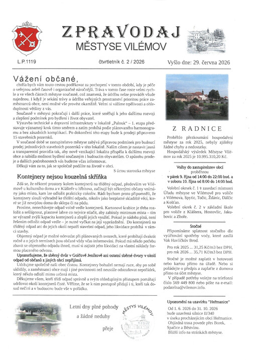 Zpravodaj : Vilémov