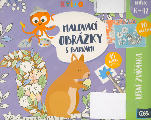 Malovací obrázky s barvami. Lesní zvířátka