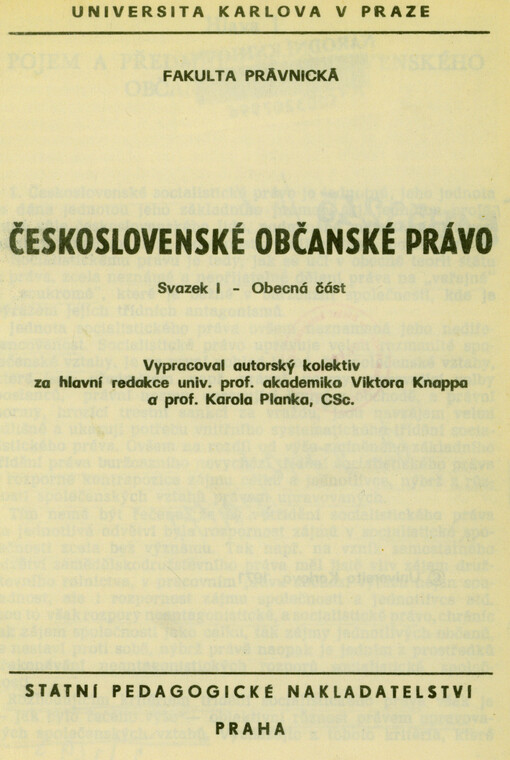 Československé občanské právo. Svazek I, Obecná část