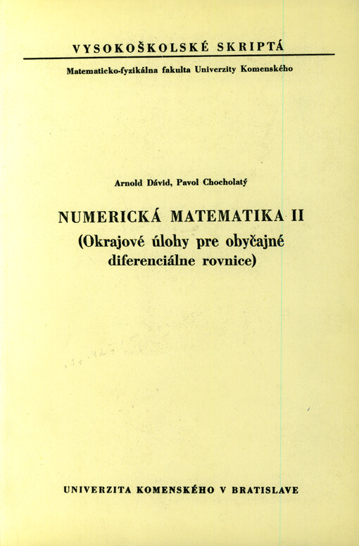 Numerická matematika II : (okrajové úlohy pre obyčajné diferenciálne rovnice)