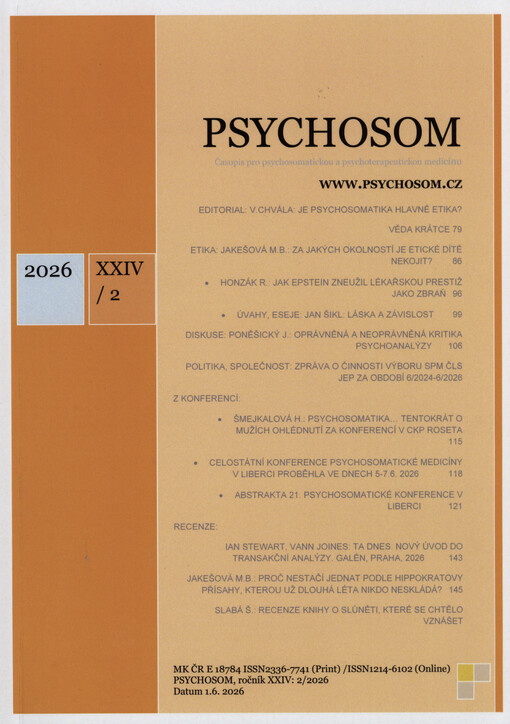 Psychosom : časopis pro psychosomatickou a psychoterapeutickou medicínu