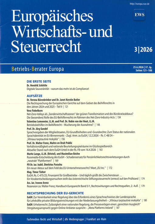 Europäisches Wirtschafts- und Steuerrecht : Betriebs-Berater für Europarecht