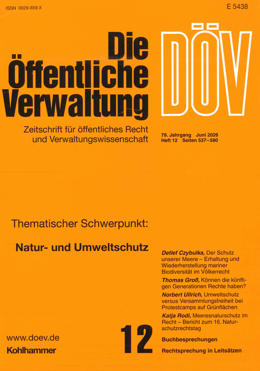 Die öffentliche Verwaltung : Zeitschrift für Verwaltungsrecht und Verwaltungspolitik DÖV