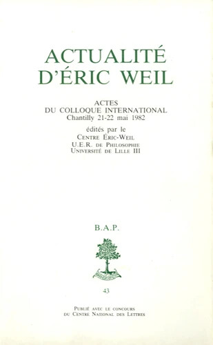 Actualité d'Éric Weil :