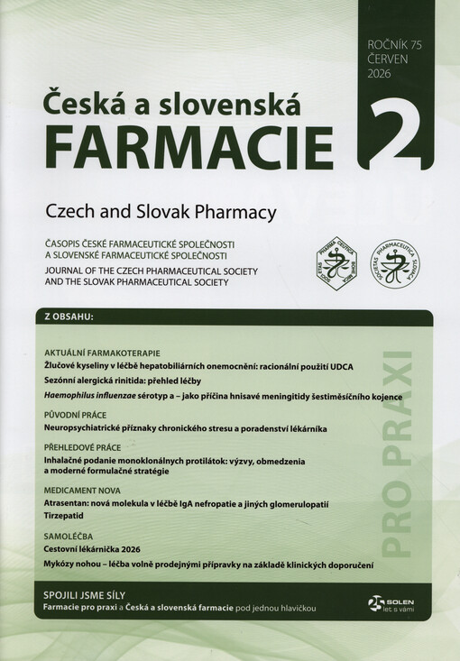 Česká a slovenská farmacie = Czech and Slovak pharmacy : časopis České farmaceutické společnosti a Slovenské farmaceutické společnosti