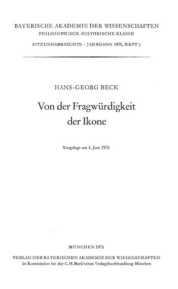 Von der Fragwürdigkeit der Ikone /