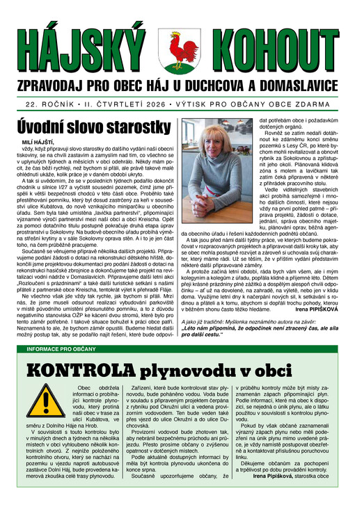 Hájský kohout : zpravodaj pro obec Háj u Duchcova a Domaslavice