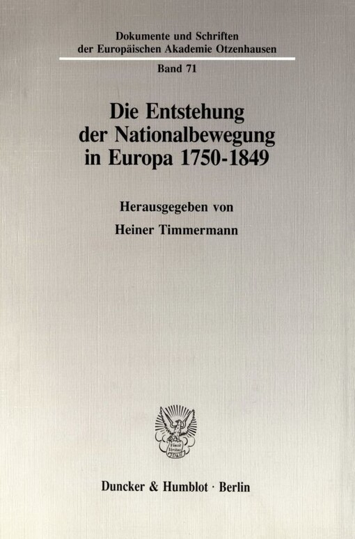 Die Entstehung der Nationalbewegung in Europa 1750-1849