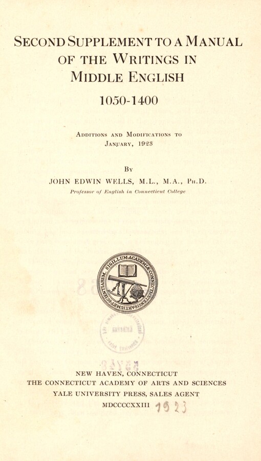 A manual of the writings in Middle English 1050-1400