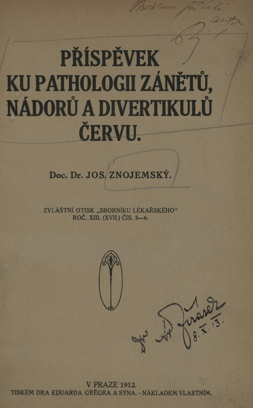 Příspěvek ku pathologii zánětů, nádorů a divertikulů červu