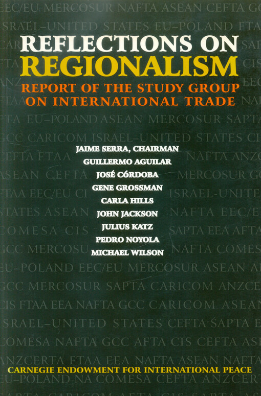 Reflections on regionalism : report of the Study Group on International Trade