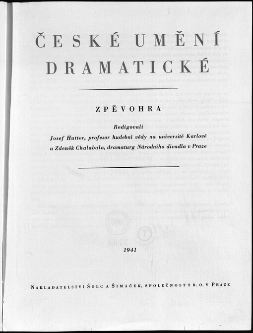 České umění dramatické: zpěvohra