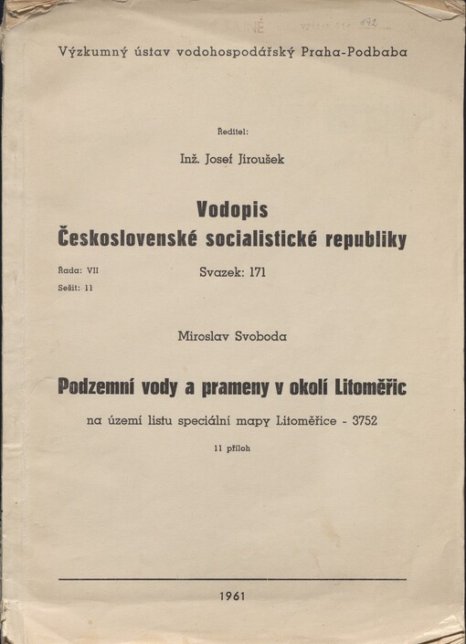 Podzemní vody a prameny v okolí Litoměřic na území listu speciální mapy Litoměřice - 3752