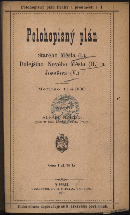 Polohopisný plán Starého města (I.), Dolejšího Nového města (II.), Josefova (V.