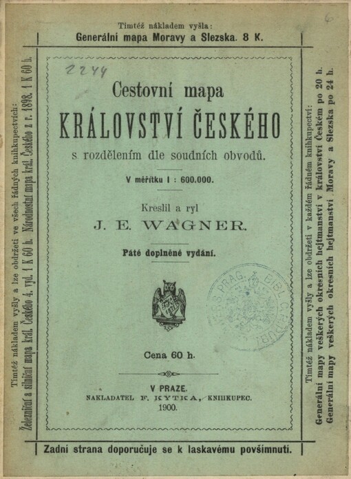 Cestovní mapa Království Českého s rozdělením dle soudních obvodů