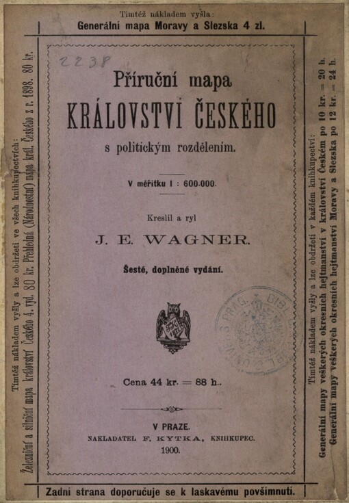 Příruční mapa Království Českého s politickým rozdělením