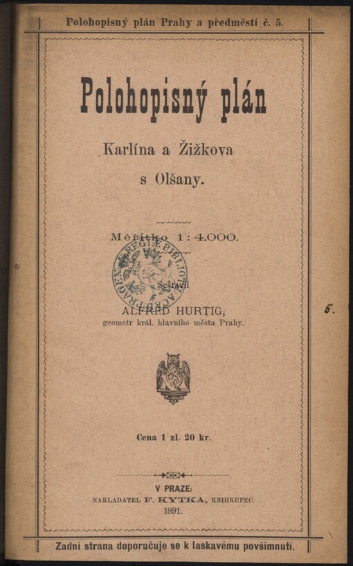 Polohopisný plán Karlína a Žižkova s Olšany