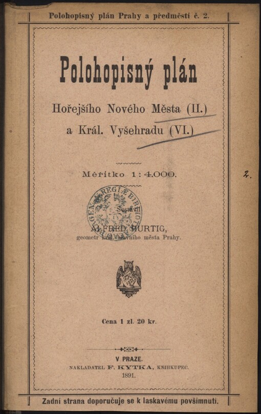 Polohopisný plán Hořejšího Nového města (II.) a Královského Vyšehradu (VI.)