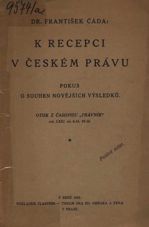 K recepci v českém právu: pokus o souhrn novějších výsledků