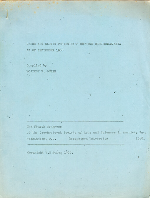 Czech and Slovak periodicals outside Czechoslovakia as of september 1968