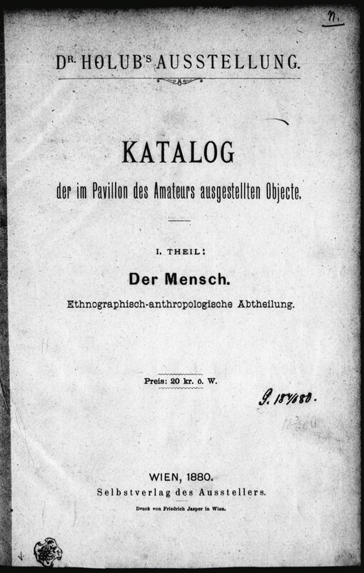 Dr. Holub's Ausstellung: Katalog der im Pavillon des Amateurs ausgestellten Objecte.