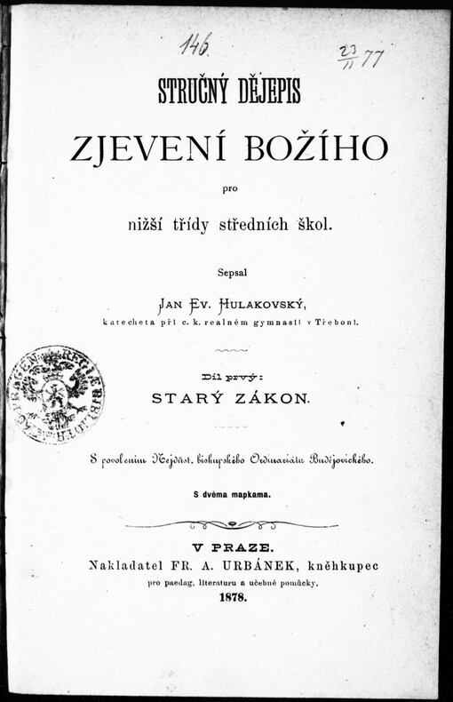 Stručný dějepis zjevení božího pro nižší třídy středních škol
