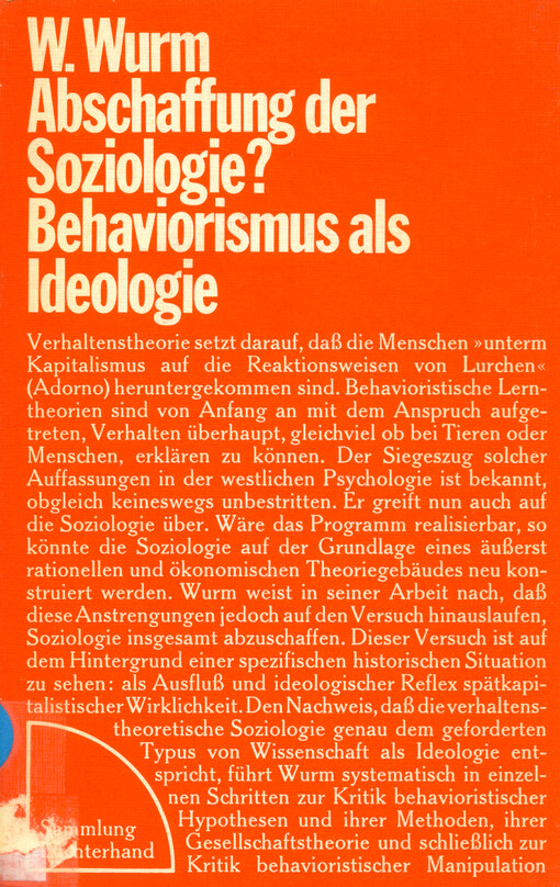 Abschaffung der Soziologie? : Behaviorismus als Ideologie