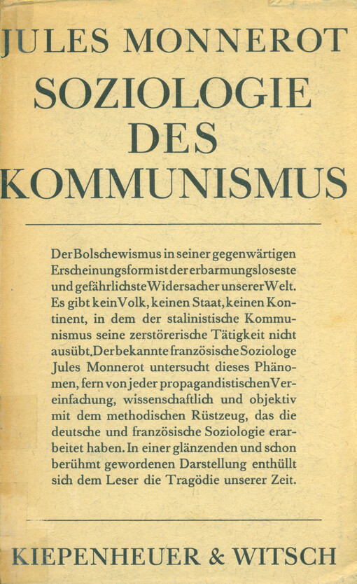 Soziologie des Kommunismus = [Orig.: Sociologie du communisme]