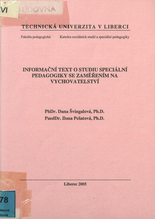 Informační text o studiu speciální pedagogiky se zaměřením na vychovatelství